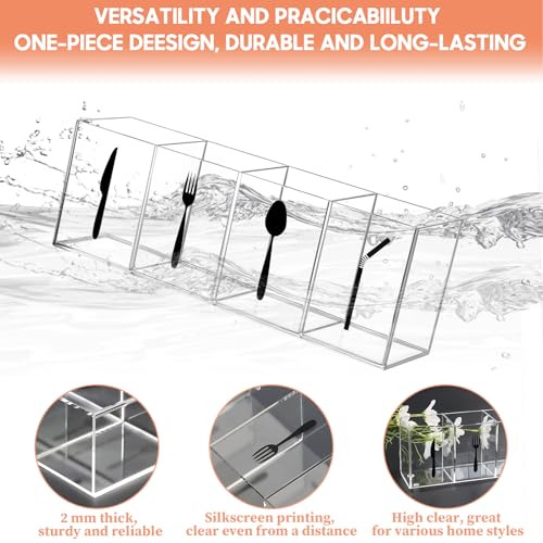 4 Section Acrylic Cutlery Storage Organizer Bin wi... (Clear | Acrylic)