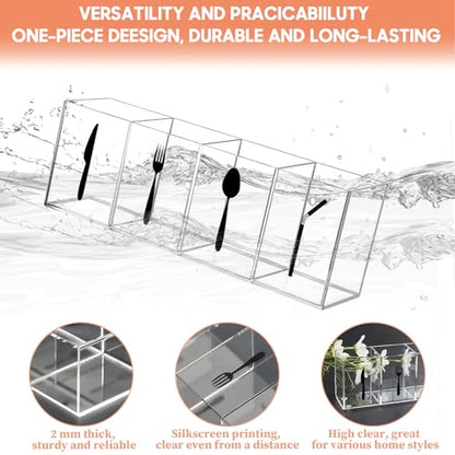 4 Section Acrylic Cutlery Storage Organizer Bin wi... (Clear | Acrylic)