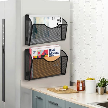 Magnetic File Holder, Magnetic File Folder Holder, No Drilling Installation, Magnetic Mail Holder File Organizer for Whiteboard,Office,Refrigerator,File Cabinets,Classroom
