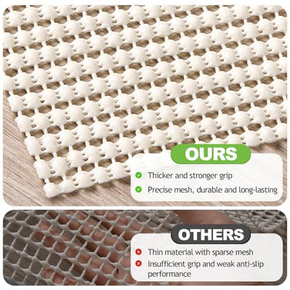 Songrey Non-Slip Rug Pad 5x7 FT, White | Extra Thick Carpet Pads for Hard Surfaces, Prevent Sliding and Secures Rugs, Provide Floor Protection with Comfort Cushioning