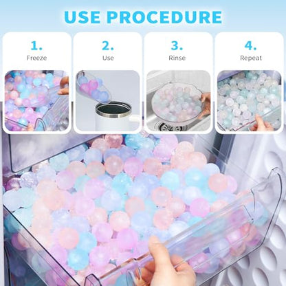 Reusable Ice Cubes for Coolers, Color-Changing, Round, 300 Pack | BPA-Free Plastic Ice Cubes, Fake Ice Look, Won't Dilute Flavor, Refreezable, Storage Bag, Whiskey Coffee Bars, Party Drinks