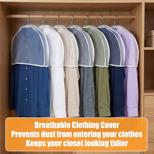 24 Pcs Garment Covers for Hanging Clothes, Shoulder Cover Breathable Garment Dust Covers Protectors With 2" Gusset for Suit, Coats, Jackets, Dress, Closet Storage, 24''W x 12"H x 2''D