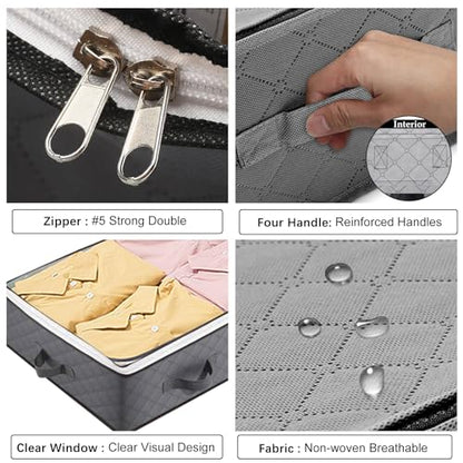 4 Pack Under Bed Storage, 90L Collapsible Closet Containers Organizers and Under Bed Storage Bins, Underbed Storage Bags for Wrapping Paper, Blanket, Towels, Clothes, Comforter, Sweaters, Linen Sheet