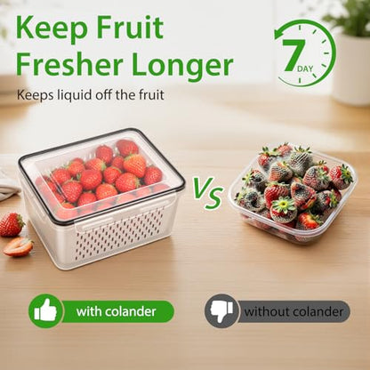 5 PCS Fruit Storage Containers for Fridge, Leakproof Produce Containers