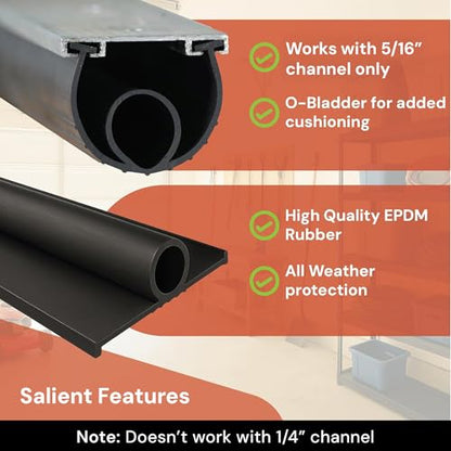 16Ft/5M Garage Door Bottom Seal Rubber with T-Ends 5/16 inch | Protect Your Garage from Weather and Dust with EPDM Rubber Garage Door Draft Stopper,Garage Door Bottom Seal Weatherproof