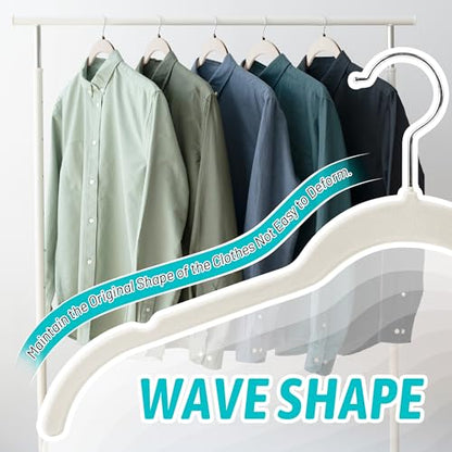 Velvet Hangers 30 Pack, Non-Slip Slim Felt Clothes Hangers Beige | Space-Saving Closet Organization; Flocked Surface; 360° Swivel Hooks; For Shirts, Coats, Dresses, Blouses