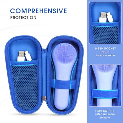 Hard Carry Case Compatible with NågraCoola CLIE Sonic Facial Cleansing Brush, Waterproof Case Storage Carrying Holder Fits for Silicone Face Scrubber and Charging Cable (Box Only), Blue