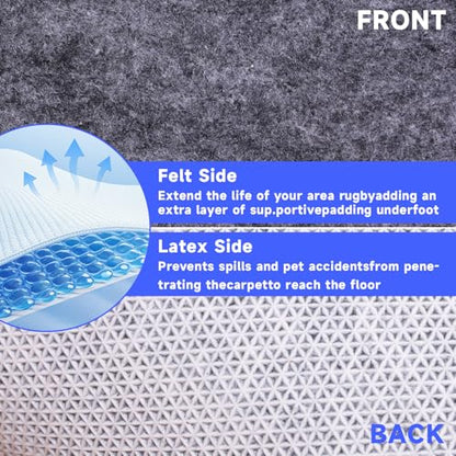 Non-Slip Rug Pads,Round 8 Ft Waterproof Extra Large Area Rugs Non Skid Rug Pad for All Floors and Finishes Durable Hardwood Floor Protective Felt Keeps Rugs in Place, Safe and Secure