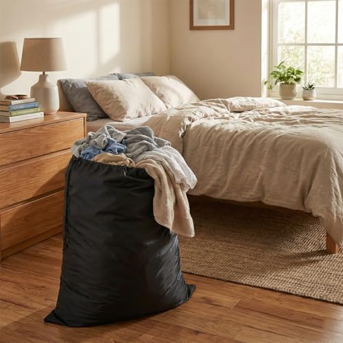 Extra Large Laundry & Storage Bag (43"x55", Black) | Lightweight, Dust & Moisture. Ideal for Blankets, Clothes, Pillows & Cushions for Moving, Dorms, Travel & Camping