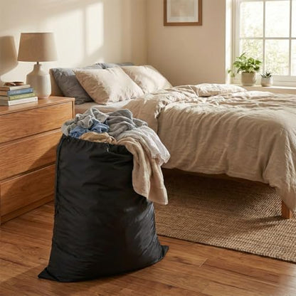 Extra Large Laundry & Storage Bag (43"x55", Black) | Lightweight, Dust & Moisture. Ideal for Blankets, Clothes, Pillows & Cushions for Moving, Dorms, Travel & Camping