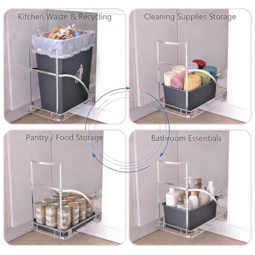 Pull Out Trash Can Under Cabinet with Soft-Close &... (black | Plastic)