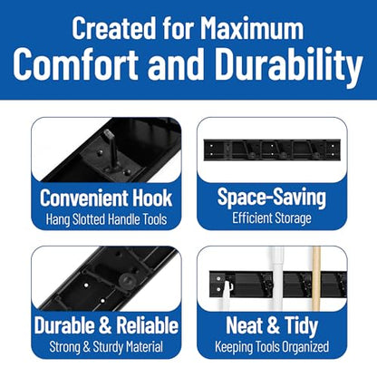 Carlisle FoodService Products 4073100 Roll 'N Grip Mop, Broom and Tool Holder / Storage System, 3 Positions + 1 Hook