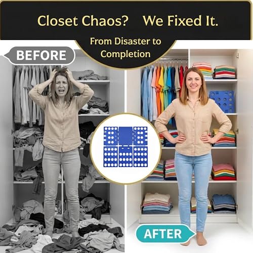 Shirt Folding Board, Shirt Folder - Folds Hoodies, Jeans & Shirts, Blue | Quick garment folding, heavy duty for thick clothes, for adults & kids, compact foldable design, no assembly required
