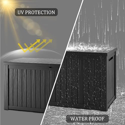 200 Gallon Resin Deck Box Waterproof Outdoor Storage Box for Patio Furniture Pool Accessories Indoor Storage for Cushion Garden Tools, Black