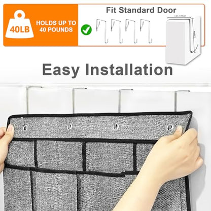 Over the Door Shoe Organizer, Hanging Shoe Rack Storage Holder with 24 Large Pockets for Closet Door, Men Women Kids Shoes, Cruise (Black)
