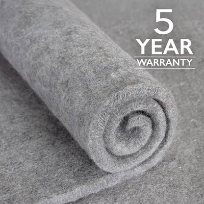 RUGPADUSA - Eco-Plush - 8'x10' - 1/2" Thick - 100% Felt - Luxurious Cushioned Rug Pad - Available in 3 Thicknesses, Many Custom Sizes