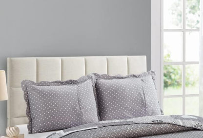 Brilliant Sunshine Grey Heartlove Pillowshams Set, 20"x26"+2" | Patchwork Design, Quilted Standard Pillowcases, Washable Scallop Edge Pillow Covers, Pack of 2