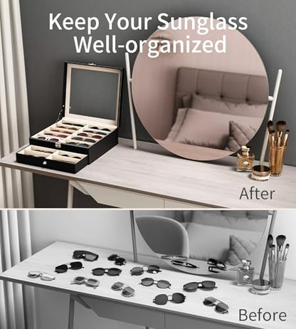 20 Slots Sunglass Organizer for Women Men Sunglasses Storage Box for Multiple Pairs of Eyeglass Holder Display Case