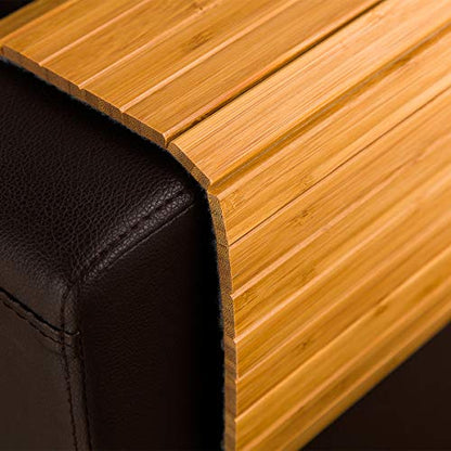 Sofa Arm Tray Table - Flexible/Foldable Couch Arm Table Perfect for Drink & Snacks Great Armrest Tray (16.5" L x 13.25" W x 0.35" H, Natural Bamboo)