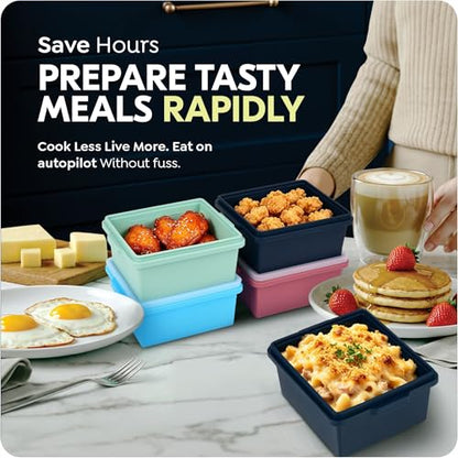 Silicone Soup Freezer Molds with Lids, 2 Cup Extra Large Ice Cube Tray, BPA-Free, Perfect for Freezing Broth, lasagna, Baked Goods, Meal Prepping and More, Dishwasher, Microwave & Oven Safe - 4 Pack