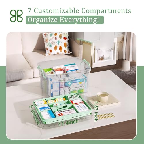 ANYPROLUS 15QT Clear Medicine Organizer Box with Handle, Plastic Medicine Container with Tray First Aid Box Empty, Thickened Medicine Storage Organizer Multipurpose Medication Organizer Storage
