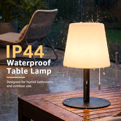 uuffoo Shower Lamp Rechargeable Cordless Light Waterproof for Bathroom Spa | Portable Battery Operated Table Lamp RGB Mood Lighting LED Night Light for Patio kitchen Camping (Black)