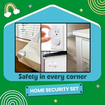 BooBoo Baby 60 Pack Premium Child Safety Baby Proofing Kit | For Your Home and Kitchen with 10 Cabinet Drawer Locks, 20 Corner Guards and 30 Outlet Covers - No Tools Needed