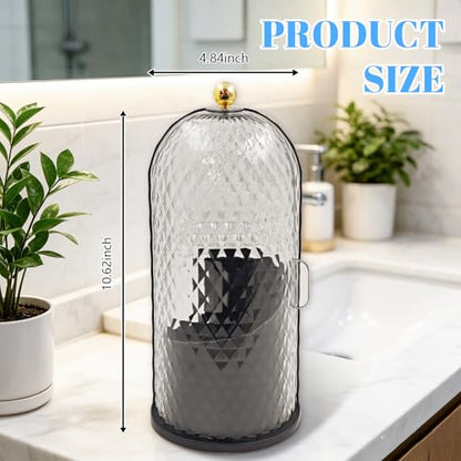 360° Rotating Toothbrush Holder with Cover, Dustproof Bathroom Countertop Organizer for Toothbrushes, Toothpaste, Floss Picks and Dental Accessories