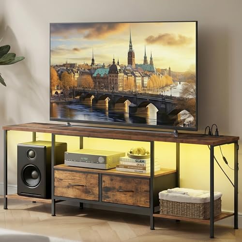 BELLAH Collection - TV Stand with Power Outlets an... (Rustic Brown)
