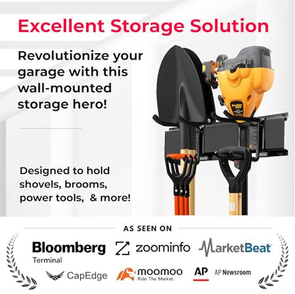 Garage Wall Organizer, Shovel Holder Wall Mount, 48" Double Hooks | 300 lbs, adjustable double-layer tool hangers for garage wall, holds ladders, shovels, rakes, hoses & power tools