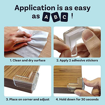 Corner Protector for Baby, Protectors Guards - Furniture Corner Guard & Edge Safety Bumpers - Baby Proof Bumper & Cushion to Cover Sharp Furniture & Table Edges - Clear and Transparent - (24 Pack)