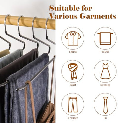 Open Ended Pants Hangers,30-Pack Clothes Hangers Space Saving, Non-Slip Black Metal Hangers, Space Saving Design for Jeans,Slacks,Scarf (Black)