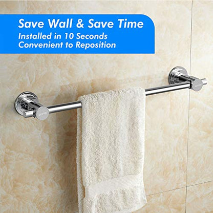 BOPai 24 inch Suction Cup Towel Bar, Chrome | Repositionable & Powerful Vacuum Suction