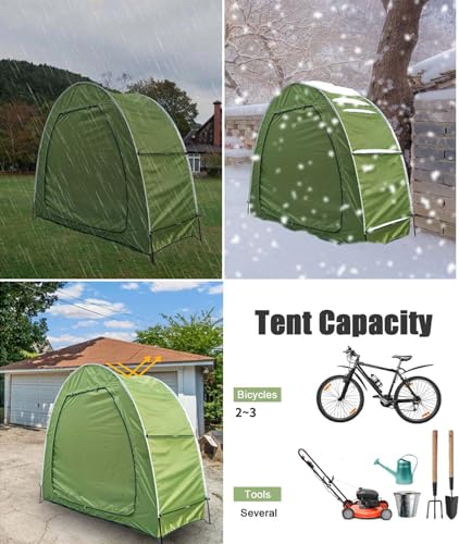 HuaKastro Outdoor Bike Cover Bicycle Tent for 2 Bikes, Waterproof Oxford Storage Tent, Foldable Bike Shelter for Camping