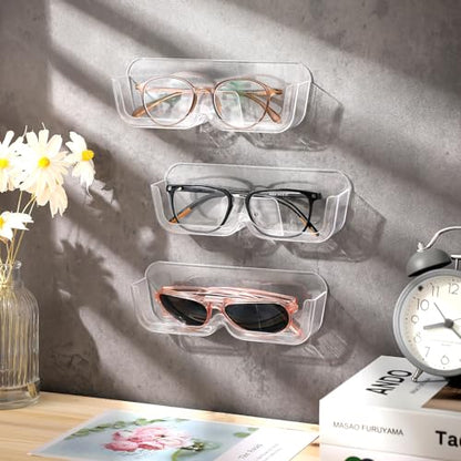 Willinglong 6 Pcs Sunglasses Wall Organizer Plastic Sunglasses Holder Display Stand Eyeglasses Storage(Clear)