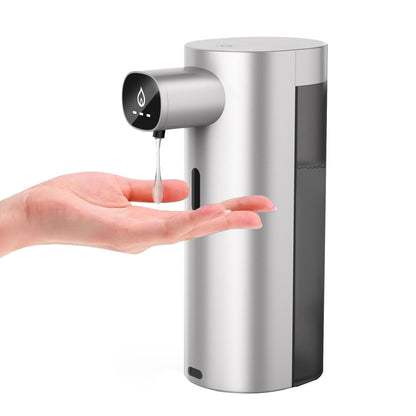 Automatic Liquid Soap Dispenser Touchless, USB Rechargeable Smart Hand Soap Dispenser, 13.5oz/400ml, 3-Level Adjustable, Compatible with Thick Thin Dish Soap for Bathroom Kitchen, Clog-Free (Silver)