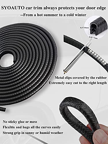 SYOAUTO 65Ft(20M) Door Edge Guard Black Car Door Edge Guards Door Edge Protector for Cars Rubber Auto Door Trim U Shape Build in Metal Sheet No Need Adhesive Easy to Cut Door Guards for Most Cars