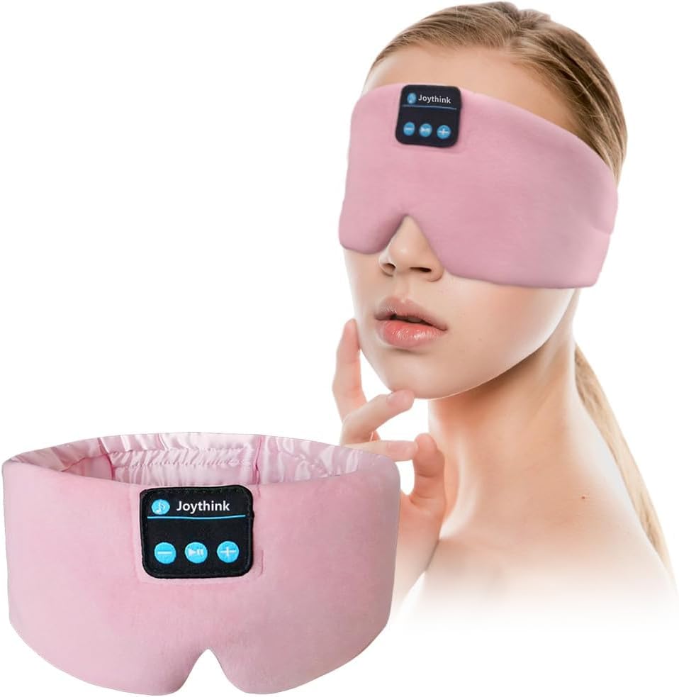 Joythink Sleep Headphones Bluetooth Sleep Mask Silk Kids Children Headband Earphones Bluetooth Eye Mask for Sleeping On Side Blackout Soft Sleep Earphones Music Eye Cover