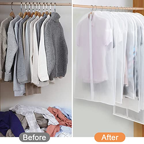 Clear Garment Bags for Hanging Clothes, Set of 12 Suit Bags Dust-Resistant Clothes Cover Bags PEVA Breathable Clothes Protectors with Full Zipper for Closet Storage, 24” x 40”/47”/55”