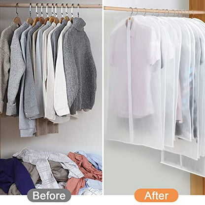Clear Garment Bags for Hanging Clothes, Set of 12 Suit Bags Dust-Resistant Clothes Cover Bags PEVA Breathable Clothes Protectors with Full Zipper for Closet Storage, 24” x 40”/47”/55”