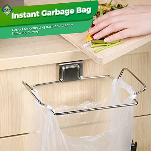 Trash Bag Holder,2 Pack | for Cabinet Door and Cupboards,Stainless Steel,Plastic Bag Holder Under Sink,Use for Kitchen,Bathroom,Camper