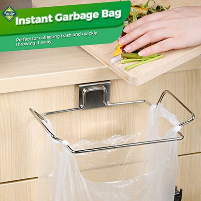 Trash Bag Holder,2 Pack | for Cabinet Door and Cupboards,Stainless Steel,Plastic Bag Holder Under Sink,Use for Kitchen,Bathroom,Camper