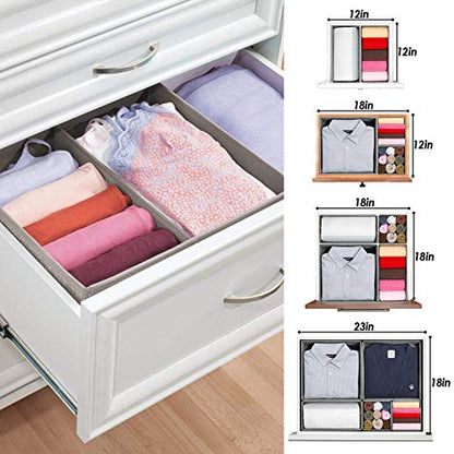 Foldable Underwear Drawer Organizer, Closet Dividers, Storage Box for Clothes, Socks (6 Bins, Gray)