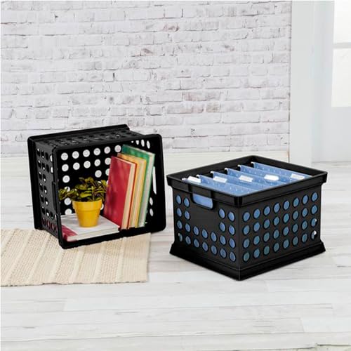 Storage Crate Bin File Organizer for Home & Office... (Black | Plastic)