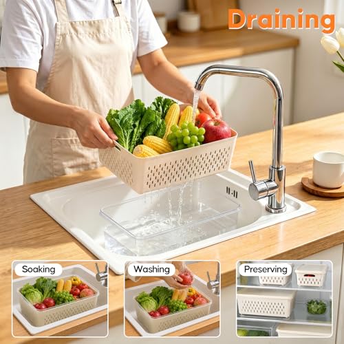 Fruit Storage Containers for Fridge, 4 Pack Plastic Food Storage Container