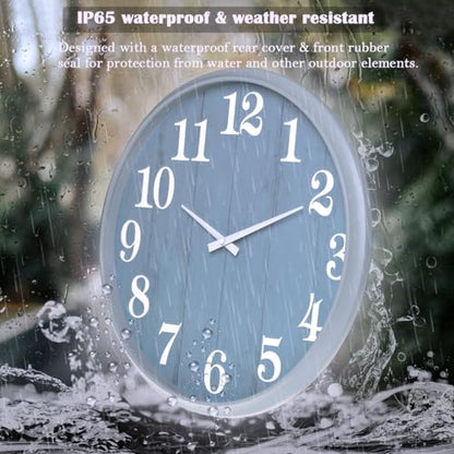 TOOCAT Large Outdoor Indoor Clock, 18-inch Waterproof Wall Clock, Battery Operated for Swimming Pools, Gardens, Warehouses, Courtyards, Living Rooms, Workshops and Offices