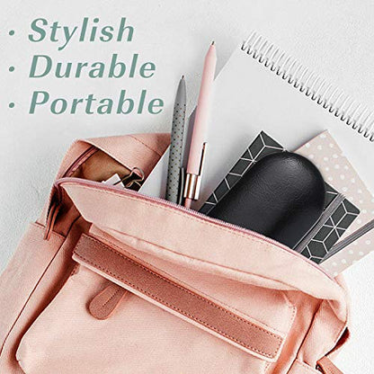 MoKo Double Eyeglass Case,Glasses and contact case 2 in 1 with Mirror | Double Sided Portable Contact Case and Mirror Tweezers Remover,Sunglasses case Container Soak Storage Kit for Women, Black