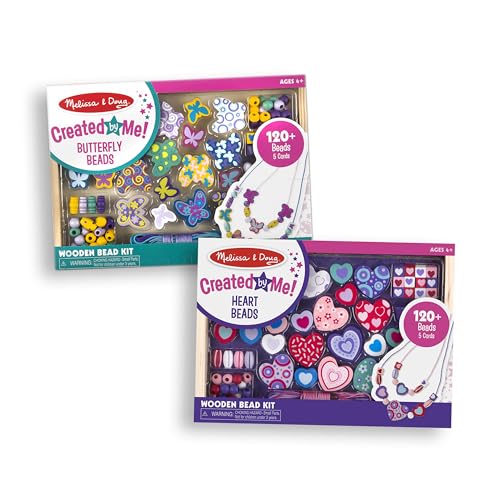 Melissa & Doug Sweet Hearts and Butterfly Friends Bead Set of 2-250+ Wooden Beads