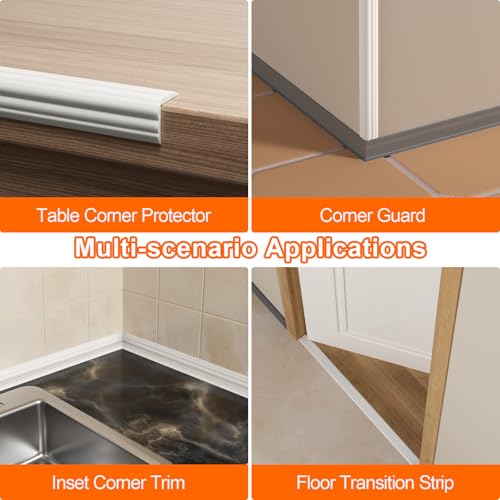 Elvone Wall Corner Protector Molding Trim, 1.6 in x 20 ft, White | Edge Guard, Peel and Stick Flexible Trim Molding for Inside & Outside Corners, Wall, Countertop