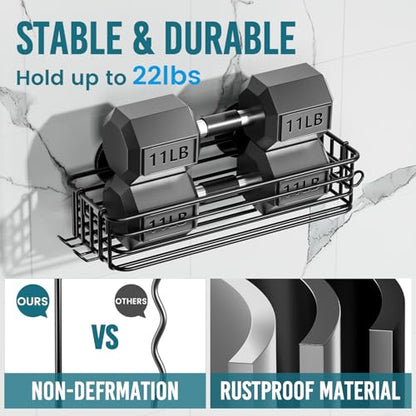 TAILI Shower Caddy Suction Cup 2 Pack with Hooks & Soap holder, Black | Heavy Duty Shower Organizer, No Drilling Bathroom Organizer, Metal Storage Basket